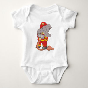 Feuerwehrmann-Elefant-T-Shirts und Geschenke Baby Strampler