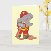 Feuerwehrmann-Elefant-T-Shirts und Geschenke Karte (Gelbe Blume)