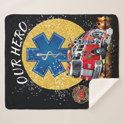 Feuerwehrmann EMS in Liebe Sherpa Blanket ummantel Sherpadecke (Vorderseite (Horizontal))