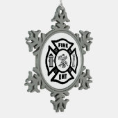 Feuerwehrmann EMT Schneeflocken Zinn-Ornament (Links)