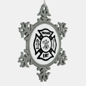 Feuerwehrmann EMT Schneeflocken Zinn-Ornament (Links)