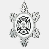 Feuerwehrmann EMT Schneeflocken Zinn-Ornament (Rechts)