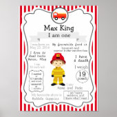 Feuerwehrmann Erstgeburtenposter für einen Jungen Poster (Vorne)