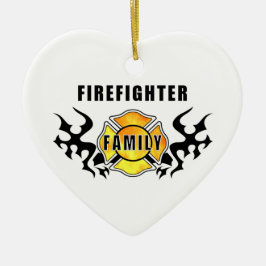 Feuerwehrmann-Familie Keramikornament