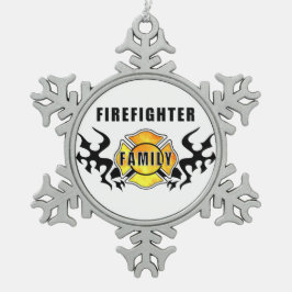 Feuerwehrmann-Familie Schneeflocken Zinn-Ornament