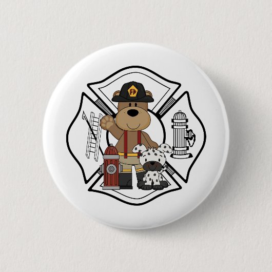 Feuerwehrmann-Feuer-Abteilungs-Bär Button (Vorderseite)