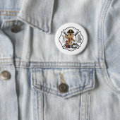 Feuerwehrmann-Feuer-Abteilungs-Bär Button (Beispiel)
