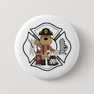 Feuerwehrmann-Feuer-Abteilungs-Bär Button