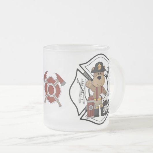 Feuerwehrmann-Feuer-Abteilungs-Bär Mattglastasse (VorderseiteRechts)