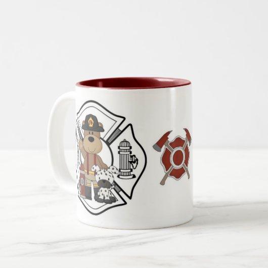 Feuerwehrmann-Feuer-Abteilungs-Bär Zweifarbige Tasse (Vorderseite Links)