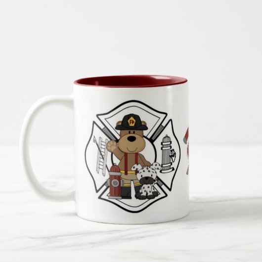 Feuerwehrmann-Feuer-Abteilungs-Bär Zweifarbige Tasse (Links)