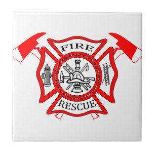 Feuerwehrmann-Feuer-Abteilungs-Logo Geschenke Fliese