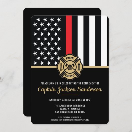 Feuerwehrmann Feuerwehr Feuerwehrmann Feuerwehrman Einladung (Vorne/Hinten)