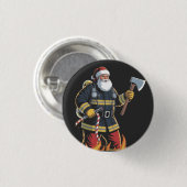 Feuerwehrmann Feuerwehrauto Weihnachtsbaum Santa X Button (Vorne & Hinten)