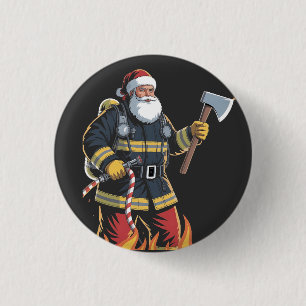 Feuerwehrmann Feuerwehrauto Weihnachtsbaum Santa X Button