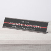 Feuerwehrmann: Feuerwehrleute mit roter Linie Rett Schreibtischnamensplakette (Vorderseite )