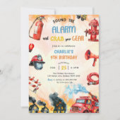 Feuerwehrmann Feuerwehrmann 1. Geburtstag Party Einladung (Vorderseite)