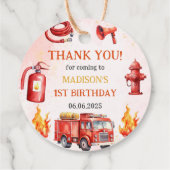 Feuerwehrmann Feuerwehrmann 1. Geburtstag Party Geschenkanhänger (Rückseite)