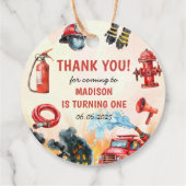 Feuerwehrmann Feuerwehrmann 1. Geburtstag Party Geschenkanhänger (Rückseite)