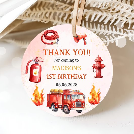 Feuerwehrmann Feuerwehrmann 1. Geburtstag Party Geschenkanhänger