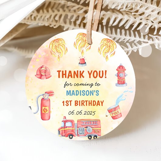 Feuerwehrmann Feuerwehrmann 1. Geburtstag Party Geschenkanhänger