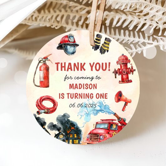 Feuerwehrmann Feuerwehrmann 1. Geburtstag Party Geschenkanhänger