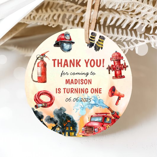 Feuerwehrmann Feuerwehrmann 1. Geburtstag Party Geschenkanhänger