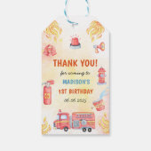 Feuerwehrmann Feuerwehrmann 1. Geburtstag Party Geschenkanhänger (Rückseite)