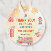 Feuerwehrmann Feuerwehrmann 1. Geburtstag Party Geschenkanhänger (Vorderseite)