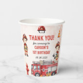 Feuerwehrmann Feuerwehrmann 1. Geburtstag Party Pappbecher (Rückseite)
