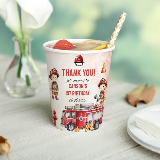 Feuerwehrmann Feuerwehrmann 1. Geburtstag Party Pappbecher