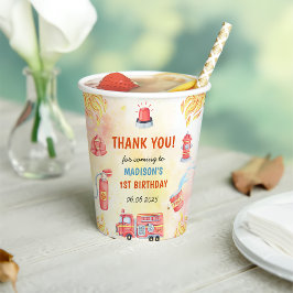 Feuerwehrmann Feuerwehrmann 1. Geburtstag Party Pappbecher