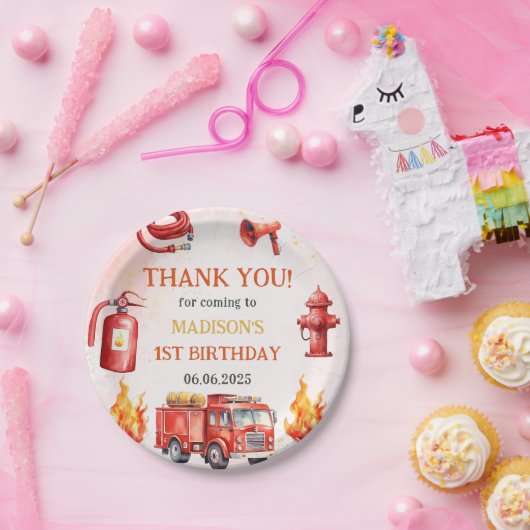 Feuerwehrmann Feuerwehrmann 1. Geburtstag Party Pappteller (Party)