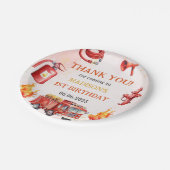 Feuerwehrmann Feuerwehrmann 1. Geburtstag Party Pappteller (Schrägansicht)