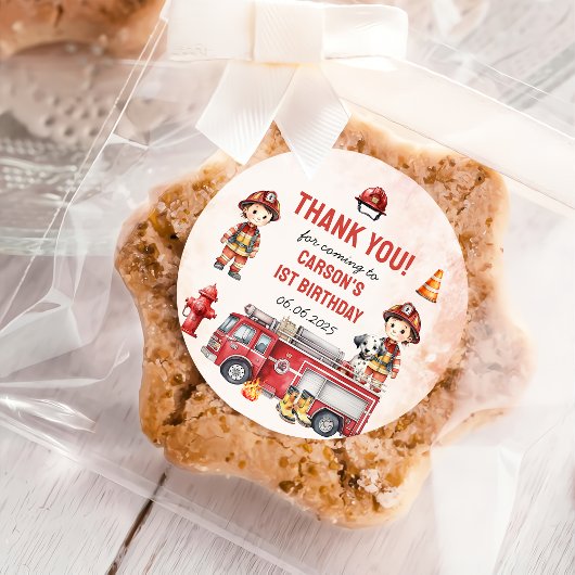 Feuerwehrmann Feuerwehrmann 1. Geburtstag Party Runder Aufkleber