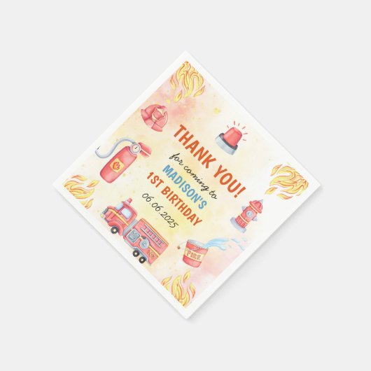 Feuerwehrmann Feuerwehrmann 1. Geburtstag Party Serviette (Ecke)