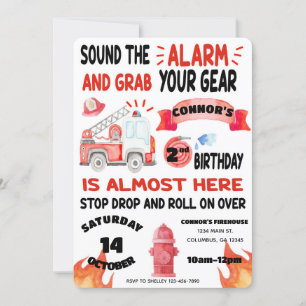 Feuerwehrmann - Feuerwehrmann - Alarm zum Geburtst Einladung