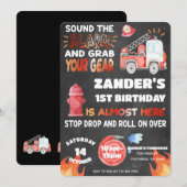 Feuerwehrmann - Feuerwehrmann - Alarm zum Geburtst Einladung (Vorne/Hinten)