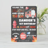 Feuerwehrmann - Feuerwehrmann - Alarm zum Geburtst Einladung (Stehend Vorderseite)