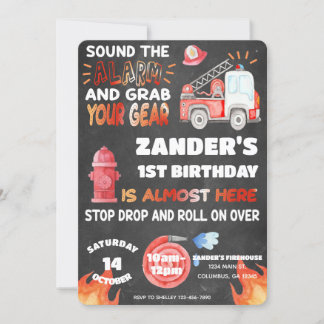 Feuerwehrmann - Feuerwehrmann - Alarm zum Geburtst Einladung