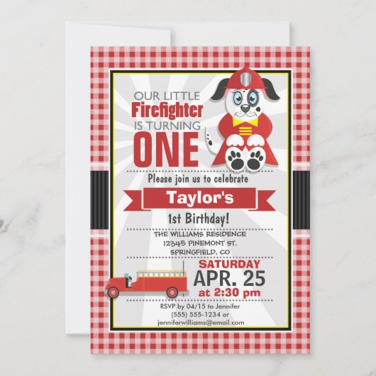Feuerwehrmann, Feuerwehrmann Geburtstagspartei Einladung (Vorderseite)