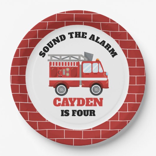 Feuerwehrmann-Feuerwehrmann-Geburtstagspartei Papi Pappteller (Vorderseite)