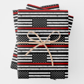 Feuerwehrmann-Feuerwehrmann mit dünner roter Linie Geschenkpapier Set (Beispiel)