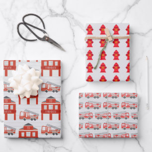Feuerwehrmann Feuerwehrwagen Geschenkpapier Set