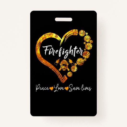 Feuerwehrmann Friedens-Liebe Rette Leben Ausweis (Vorderseite)