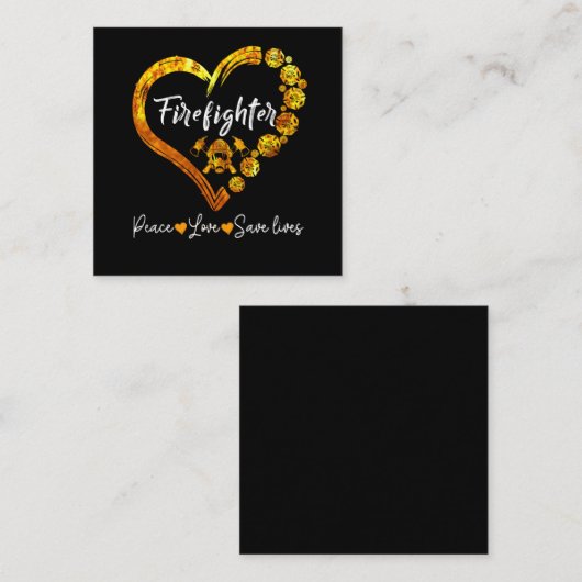 Feuerwehrmann Friedens-Liebe Rette Leben Quadratische Visitenkarte (Vorne/Hinten)