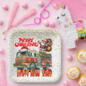 Feuerwehrmann - Frohes Neues Jahr Pappteller (Party)