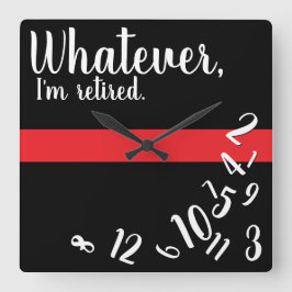 Feuerwehrmann Funny Retirement Thin Red Line Quadratische Wanduhr