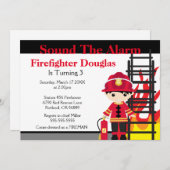 Feuerwehrmann für Kinder zum Geburtstag Einladung (Vorne/Hinten)