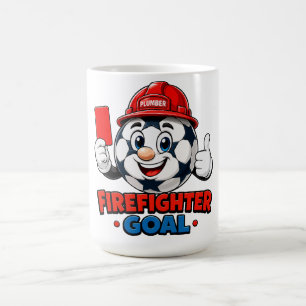 Feuerwehrmann Fußball Schiedsrichter Maskottchen Kaffeetasse